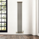 Traditionell 2-kolumnsradiator med ventiler – 1800 x 290 mm – Råmetall
