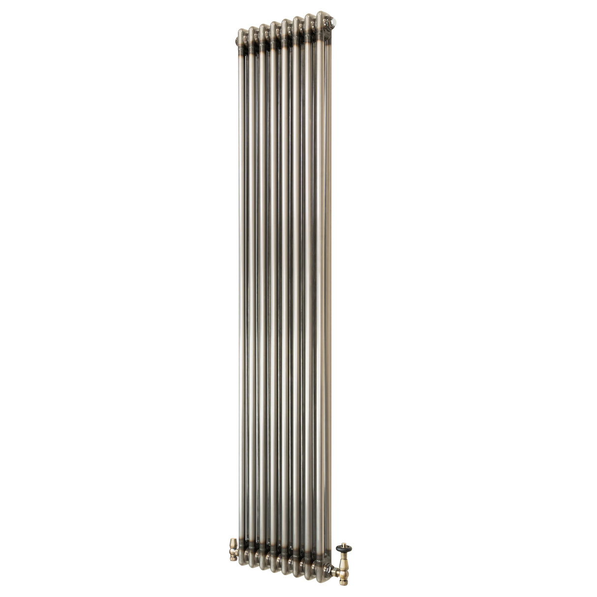 Traditionell 2-kolumnsradiator med ventiler – 1800 x 380 mm – Råmetall
