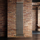 Traditionell 2-kolumnsradiator med ventiler – 1800 x 380 mm – Råmetall