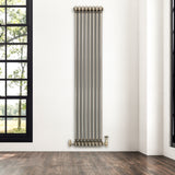 Traditionell 2-kolumnsradiator med ventiler – 1800 x 380 mm – Råmetall