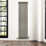 Traditionell 2-kolumnsradiator med ventiler – 1800 x 470 mm – Råmetall