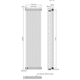Traditionell 2-kolumnsradiator med ventiler – 1800 x 470 mm – Råmetall