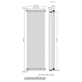 Traditionell 2-kolumnsradiator med ventiler – 1800 x 560 mm – Råmetall