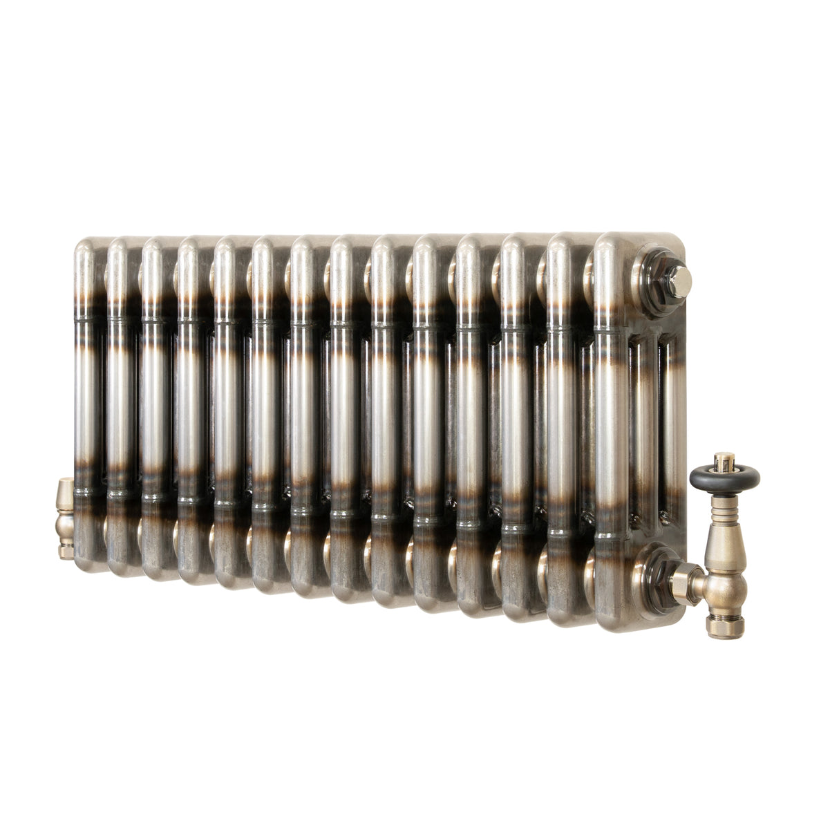 Traditionell 3-kolumnsradiator med ventiler – 300 x 650 mm – Råmetall
