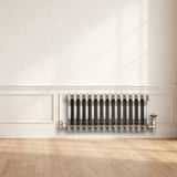 Traditionell 3-kolumnsradiator med ventiler – 300 x 650 mm – Råmetall