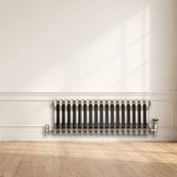 Traditionell 3-kolumnsradiator med ventiler – 300 x 830 mm – Råmetall