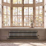 Traditionell 3-kolumnsradiator med ventiler – 300 x 1010 mm – Råmetall