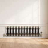 Traditionell 3-kolumnsradiator med ventiler – 300 x 1010 mm – Råmetall