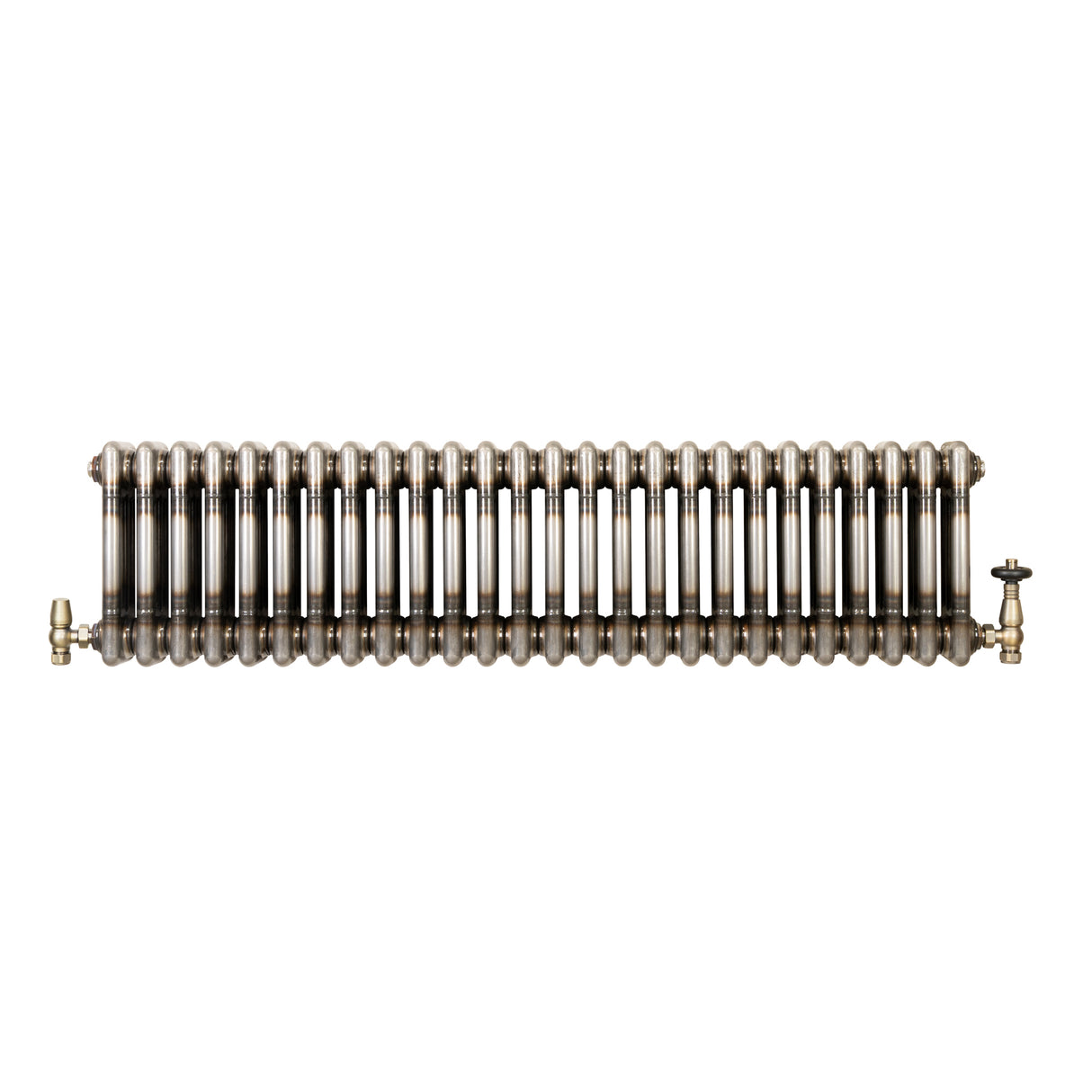 Traditionell 3-kolumnsradiator med ventiler – 300 x 1190 mm – Råmetall