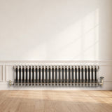 Traditionell 3-kolumnsradiator med ventiler – 300 x 1190 mm – Råmetall