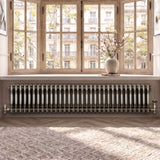 Traditionell 3-kolumnsradiator med ventiler – 300 x 1460 mm – Råmetall