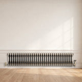 Traditionell 3-kolumnsradiator med ventiler – 300 x 1460 mm – Råmetall