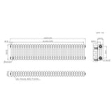 Traditionell 3-kolumnsradiator med ventiler – 300 x 1460 mm – Råmetall