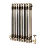 Traditionell 3-kolumnsradiator med ventiler – 600 x 425 mm – Råmetall
