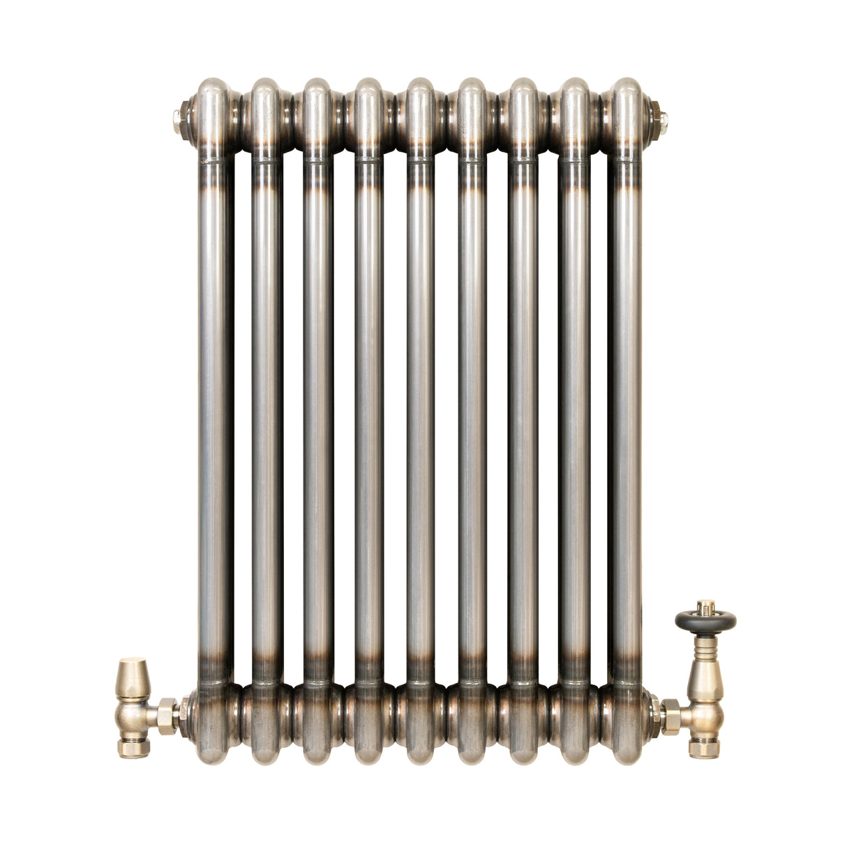 Traditionell 3-kolumnsradiator med ventiler – 600 x 425 mm – Råmetall