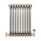 Traditionell 3-kolumnsradiator med ventiler – 600 x 425 mm – Råmetall