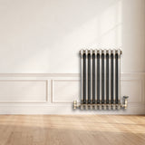 Traditionell 3-kolumnsradiator med ventiler – 600 x 425 mm – Råmetall