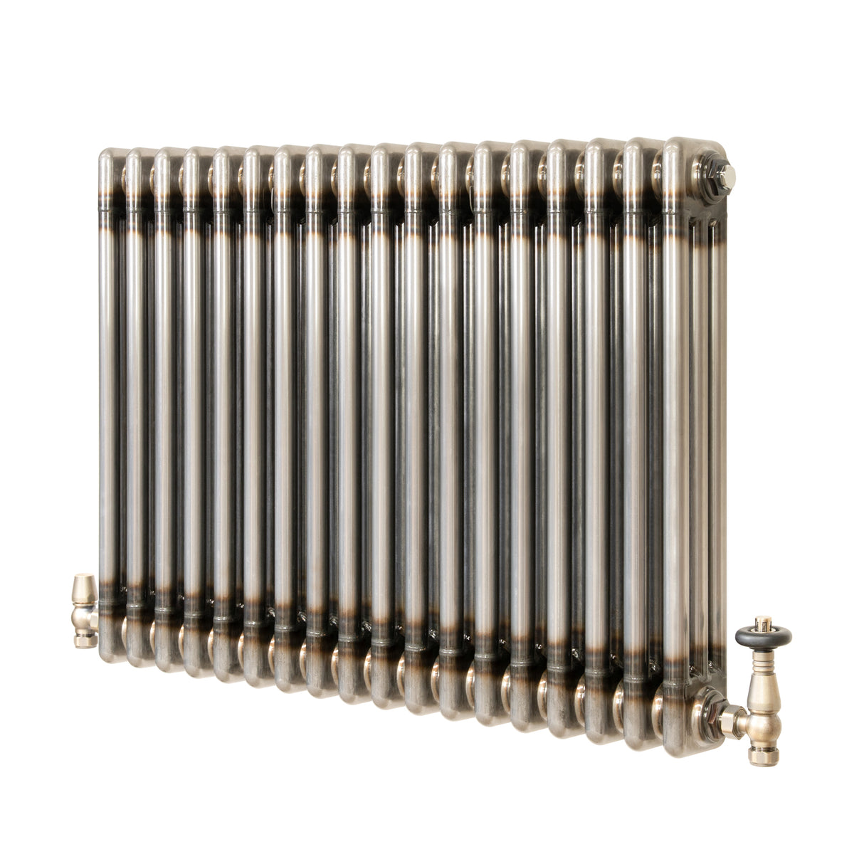 Traditionell 3-kolumnsradiator med ventiler – 600 x 830 mm – Råmetall