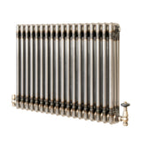Traditionell 3-kolumnsradiator med ventiler – 600 x 830 mm – Råmetall