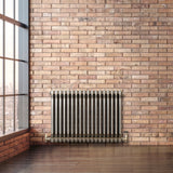 Traditionell 3-kolumnsradiator med ventiler – 600 x 830 mm – Råmetall