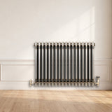 Traditionell 3-kolumnsradiator med ventiler – 600 x 830 mm – Råmetall