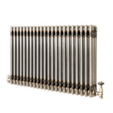 Traditionell 3-kolumnsradiator med ventiler – 600 x 1010 mm – Råmetall