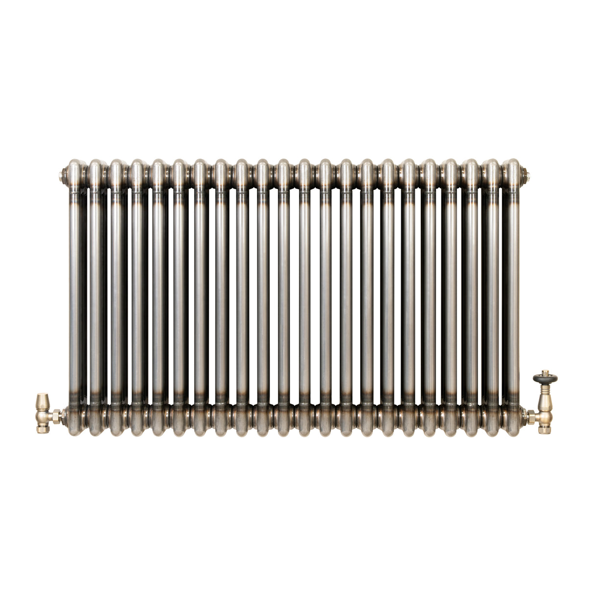 Traditionell 3-kolumnsradiator med ventiler – 600 x 1010 mm – Råmetall