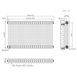 Traditionell 3-kolumnsradiator med ventiler – 600 x 1010 mm – Råmetall