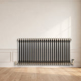 Traditionell 3-kolumnsradiator med ventiler – 600 x 1190 mm – Råmetall