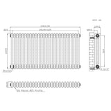 Traditionell 3-kolumnsradiator med ventiler – 600 x 1190 mm – Råmetall