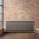 Traditionell 3-kolumnsradiator med ventiler – 600 x 1460 mm – Råmetall