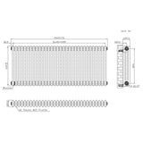 Traditionell 3-kolumnsradiator med ventiler – 600 x 1460 mm – Råmetall