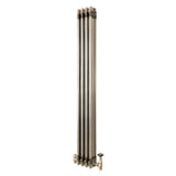 Traditionell 3-kolumnsradiator med ventiler – 1500 x 200 mm – Råmetall