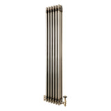 Traditionell 3-kolumnsradiator med ventiler – 1500 x 290 mm – Råmetall