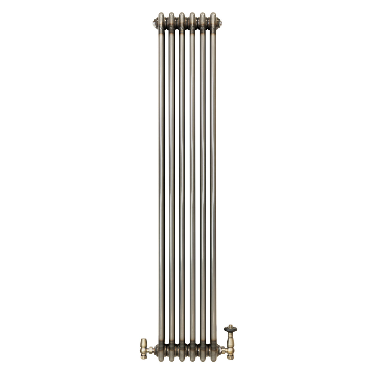 Traditionell 3-kolumnsradiator med ventiler – 1500 x 290 mm – Råmetall