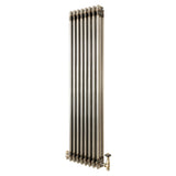 Traditionell 3-kolumnsradiator med ventiler – 1500 x 380 mm – Råmetall