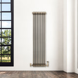 Traditionell 3-kolumnsradiator med ventiler – 1500 x 380 mm – Råmetall