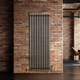 Traditionell 3-kolumnsradiator med ventiler – 1500 x 560 mm – Råmetall