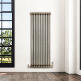 Traditionell 3-kolumnsradiator med ventiler – 1500 x 560 mm – Råmetall