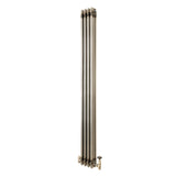 Traditionell 3-kolumnsradiator med ventiler – 1800 x 200 mm – Råmetall