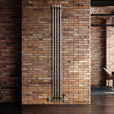 Traditionell 3-kolumnsradiator med ventiler – 1800 x 200 mm – Råmetall