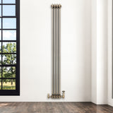 Traditionell 3-kolumnsradiator med ventiler – 1800 x 200 mm – Råmetall