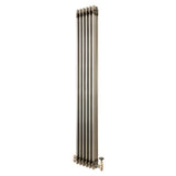 Traditionell 3-kolumnsradiator med ventiler – 1800 x 290 mm – Råmetall