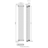 Traditionell 3-kolumnsradiator med ventiler – 1800 x 290 mm – Råmetall