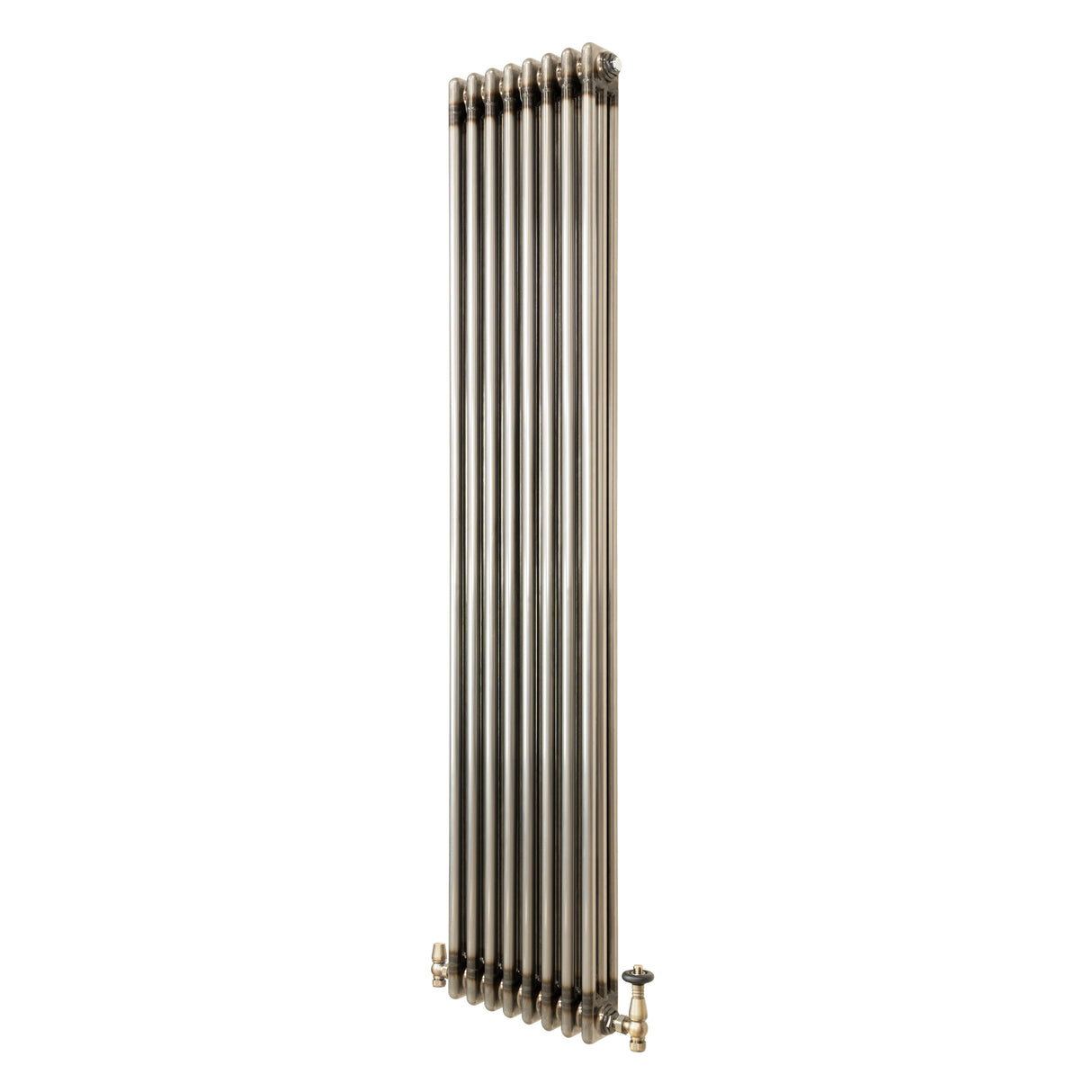 Traditionell 3-kolumnsradiator med ventiler – 1800 x 380 mm – Råmetall