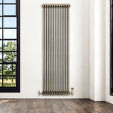 Traditionell 3-kolumnsradiator med ventiler – 1800 x 560 mm – Råmetall