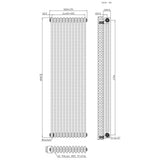 Traditionell 3-kolumnsradiator med ventiler – 1800 x 560 mm – Råmetall