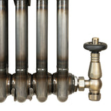 Traditionell 3-kolumnsradiator med ventiler – 1800 x 560 mm – Råmetall