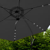 Grå 3m LED Cantilever Parasoll med Solfjäderformad Bas