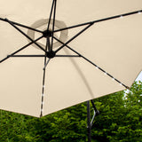 Beige 3m LED Cantilever Parasoll med Fyrkantig Bas
